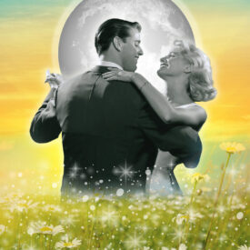 The goal was to create a surreal composite image. At first, I made this image a little more realistic looking, with a dark, starry sky and colorized version of the couple. Then I decided to add the sunset to the background and sparkles to the grass so the whole palette had more of a “midnight sun” kind of vibe, with the couple dancing alone but together on a strange planet. Moonlight Dance