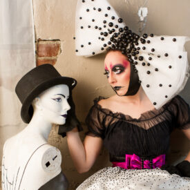 This shoot was for a submission to Gothesque Magazine, where the theme was "Living Doll." The look was really a collaboration between me, the model, the makeup artist I hired for the shoot, and the person who owned the studio. I like this shot of the model Kourtney because she looks like she's comforting another doll. Living Doll